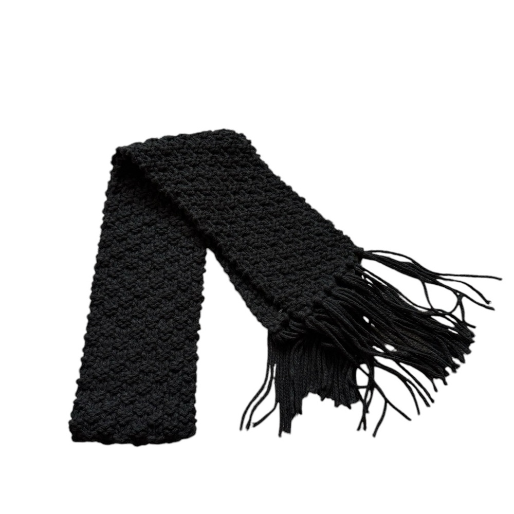 Lucky brand Black Knit Scarf with Fringe